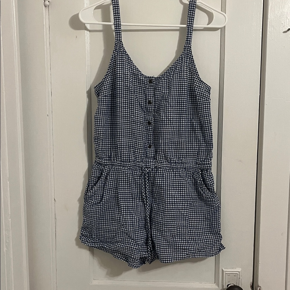 Old Navy Blue and White Gingham Romper